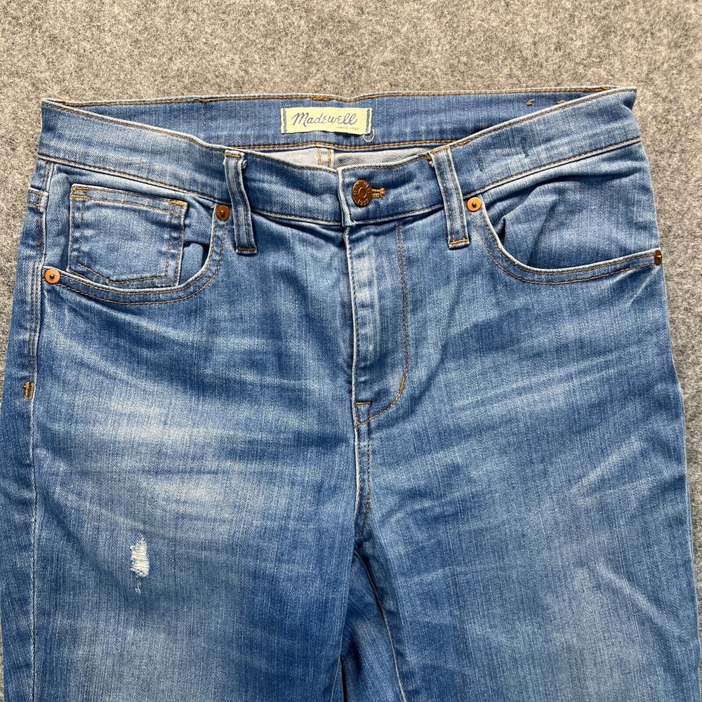 Madewell‎ Jeans Women's 30 9" High Riser Skinny Stretch Light Blue Distressed - Picture 3 of 14